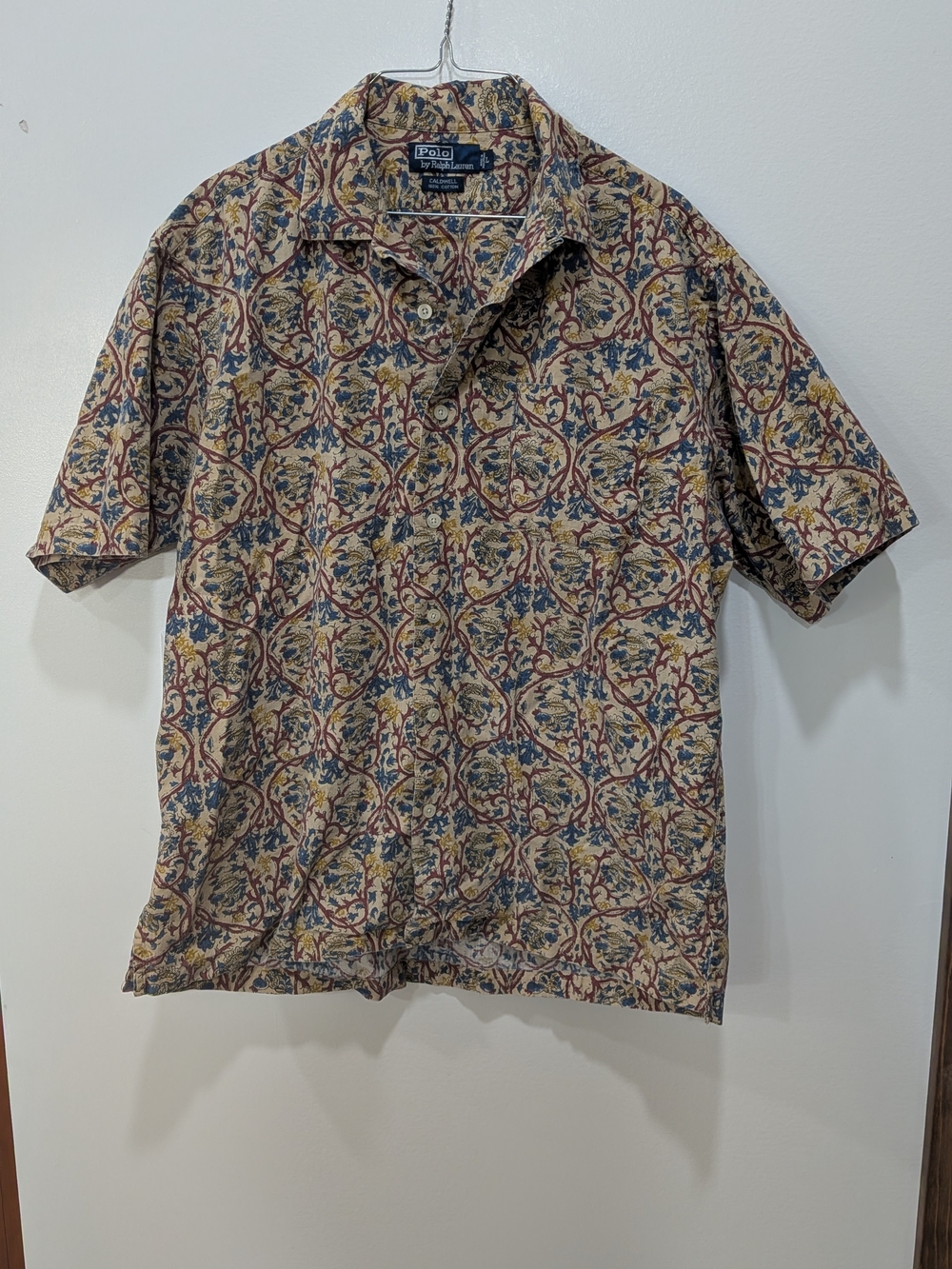 Vintage 90s Polo Ralph Lauren Caldwell Camp Collar Shirt Mens L Paisley Floral